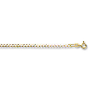 【送料無料】ネックレス　イエローゴールドフラットチェーン9ct yellow gold flat curb bevelled chain