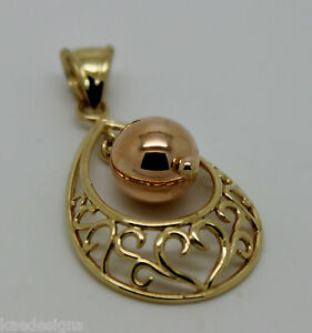 【送料無料】ネックレス　ｋｔイエローローズハートボールペンダントgenuine 9ct 9kt yellow and rose heart amp; 8mm ball gold filigree pendant