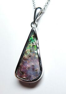 【送料無料】ネックレス　クイーンズランドボルダーオパールハンドメイドシルバーペンダントオーストラリアqueensland boulder opal hand made silver pendant natural australian stone