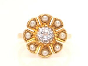 【送料無料】ネックレス　ヴィンテージローズゴールドスピネルシードパールフラワーヘッドリングサイズ1987 vintage 9ct rose gold spinel amp; seed pearl flower head ring, size n 12