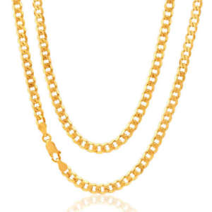 【送料無料】ネックレス　ソリッドゴールドチェーン9ct solid gold hallmarked bevelled curb chain all lengths available｜hokushin