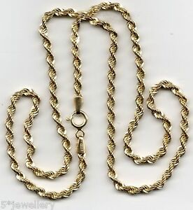 【送料無料】ネックレス イエローゴールドツイストロープチェーンreal 9ct 375 yellow gold twist rope chain 725 16 18 20 22|hokushin