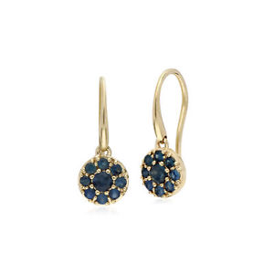 【送料無料】ネックレス　イエローゴールドサファイアラウンドクラスタイヤリングドロップgemondo 9ct yellow gold sapphire round cluster drop earrings