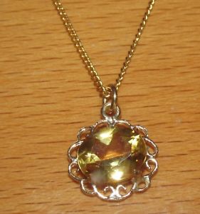 【送料無料】ネックレス　イエローゴールドイエローシトリンペンダントチェーンsecondhand 9ct yellow gold yellow citrine pendant amp; chain 465cm
