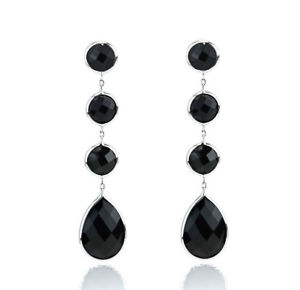 【送料無料】ネックレス　ｋホワイトゴールドカットオニキスイヤリング14k white gold dangle earrings with fancy cut onyx gemstones