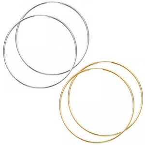 【送料無料】ネックレス　1mm225インチ14kイタリアゴールドイアリングplain polish thin 1mm hoop dangle 225 inch real 14k solid italian gold earrings｜hokushin
