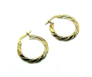 【送料無料】ネックレス　イアリングwomens 9ct 3ladieswomens 9ct 3colour solid gold hoop earrings with a twist design