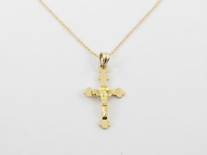【送料無料】ネックレス　14k 16イェローゴールドクロペンダントネックレス｜hokushin