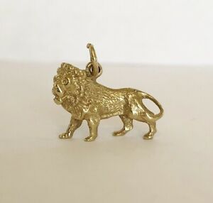 【送料無料】ネックレス　ビンテージソリッドゴールドライオンブレスレットペンダントheavy vintage 9ct solid gold lion charm for charm bracelet pendant 52 g