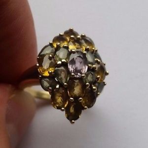【送料無料】ネックレス 9ctレモンペリドットアメジストサイズlstunning 9ct gold citrine, peridot and amethyst ring size l|hokushin