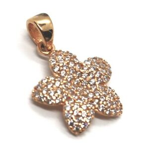 【送料無料】ネックレス ペンダントローズゴールドジルコンヒトデイタリアpendant rose gold 750 18k, flower with zircon, starfish, made in italy|hokushin
