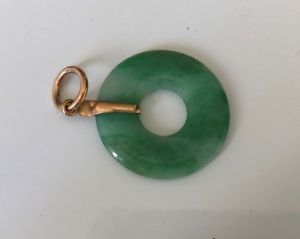 【送料無料】ネックレス　ソリッドゴールドヒスイペンダント14ct solid gold and jade bi pendant 402g