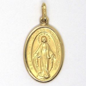 【送料無料】ネックレス メダルメアリージェーンイエローゴールドソリッドイタリアmedal miraculous, virgo mary jane, yellow gold 750 18k, solid, made in italy|hokushin