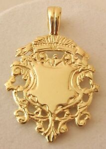 【送料無料】ネックレス　genuine9k9ctsolidenglish shield fobペンダントdouble sidedgenuine 9k 9ct solid gold english shield fob pendant double si 31,187円