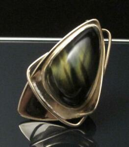 【送料無料】ネックレス　ゴールドタイガーアイブローチアフリカビンテージmodernist 9ct gold tigers eye brooch signed wwl south african 9k vintage atomic