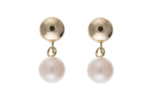 【送料無料】ネックレス　イエローゴールドイヤリングドロップyellow gold pearl earrings cultured freshwater drops hallmarked drop ears
