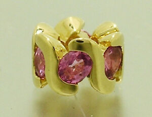 【送料無料】ネックレス　ソリッドイエローゴールドピンクサファイアビーズbd071 genuine 9ct 9k solid yellow gold natural pink sapphire roundel bead charm