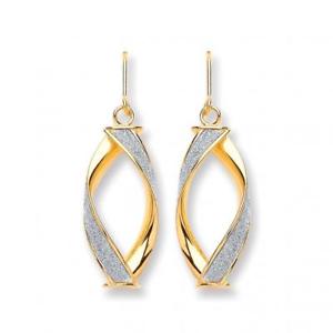 【送料無料】ネックレス　ゴールドツイストイヤリングリアルゴールドドロップ9ct gold dangle twist earring drops 375 real gold