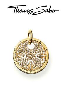 【送料無料】ネックレス　トーマスシルバーイエローゴールドアラベスクペンダントgenuine thomas sabo 925 silver yellow gold cz small arabesque pendant charm