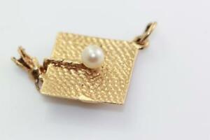 【送料無料】ネックレス　ヴィンテージｋゴールドキャップパールvintage 14k gold 3d tassle graduation cap hat charm move pearl