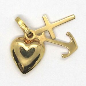 【送料無料】ネックレス イエローゴールドペンダントクロスハートyellow gold pendant 0,5 white 750 18k,faith speranza carit,cross,heart,