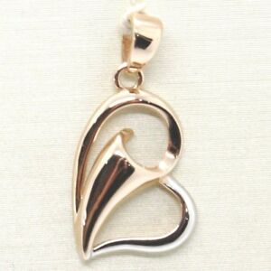 【送料無料】ネックレス　ホワイトゴールドペンダントピンクダブルカラーイタリアwhite gold pendant pink 750 18k, heart, double colour, made in italy｜hokushin