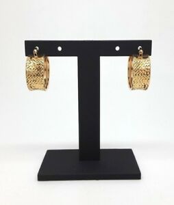 【送料無料】ネックレス　イエローゴールドワイドフープイヤリングドルmiran 140489 9k yellow gold hollow wide crosspatch hoop earrings 23g rrp 295｜hokushin