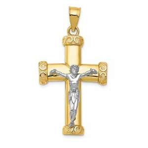【送料無料】ネックレス　イエローホワイトゴールドペンダント14k yellow amp; white gold crucifix pendant c960