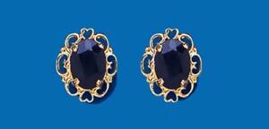 【送料無料】ネックレス　イエローゴールドリアルサファイアスタッドイヤリング9ct yellow gold real sapphire stud earrings｜hokushin
