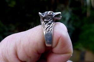 【送料無料】ネックレス　ヴィンテージシルバーウルフヘッド925サイズ22mmvintage attractive silver wolf head design ring stamped 925 the size is 22 mm