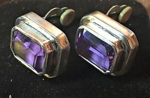 【送料無料】ネックレス　イタリアスターリングシルバーイヤリングアメジストクリップwomens italian sterling silver amp; purple amethyst clip on earrings