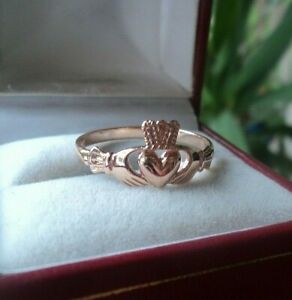 【送料無料】ネックレス　ローズゴールドッドクラダリングサイズ 9ct rose gold irish claddagh ring size m p q r s
