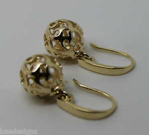 【送料無料】ネックレス　ｋｔイエローゴールドユーロボールドロップイヤリングkaedesigns, genuine 9kt 9ct yellow gold 10mm euro ball drop filigree earrings