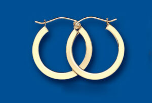 【送料無料】ネックレス フープイヤリングイエローゴールドスクエアエッジフープクレオールミリhoop earrings yellow gold square edge hoops creole 20mm hallmarked