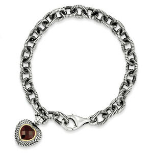 【送料無料】ネックレス　ガーネットハートテニスブレスレットスターリングシルバーｋゴールドアクセントgarnet heart 75 tennis bracelet sterling silver 14k gold accent shey couture