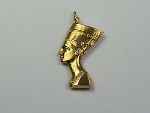 【貨物輸送無料】頸飾り ヴィンテージゴールドエジプトネフェルティティペンダントvintage 18コンピュータ断層撮影法 gold egyptian nefertiti pendant c1970