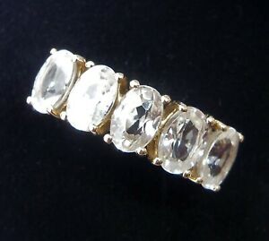 【送料無料】ネックレス　ゴールドホワイトトパーズリングサイズ10ct gold white topaz five stone ring, size m｜hokushin
