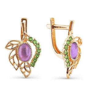 【送料無料】ネックレス　ローズゴールドイヤリングアメジスト58514 ct rose gold earrings with amethyst and chrysolite｜hokushin