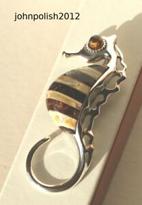 【送料無料】ネックレス　ゴージャスバルトペンダントシルバーgorgeous baltic amber seahorse pendant with silver 925｜hokushin