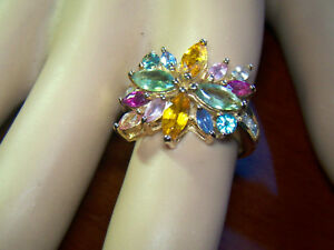 【送料無料】ネックレス　イエローゴールドマルチジェムリングサイズ9ct yellow gold multi gem ring size n 121205｜hokushin