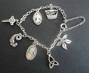 【送料無料】ネックレス　ビンテージポンドブレスレットエジンバラvintage stg silver charm bracelet 7 iona charms 20023 edinburgh mhiann arts