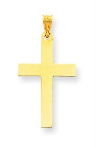 【送料無料】ネックレス　メンズレディースｋイエローゴールドクロスチャームペンダントmens ladies 14k yellow gold polished engraveable religious cross charm pendant｜hokushin