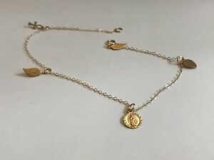 【送料無料】ネックレス　イエローゴールドブレスレットインチ14k yellow gold anklet bracelet w dangling charms overall length 10 inch｜hokushin