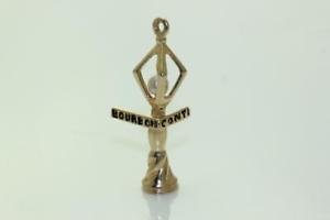 【送料無料】ネックレス　ヴィンテージｋゴールドブルボンランプパールポストvintage 14k gold 3d bourbon conti st lamp post charm with pearl｜hokushin