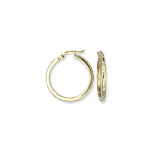【送料無料】ネックレス　9ctイェローゴールドストーンセットイアリング9ct yellow gold clear stone set hoop earrings｜hokushin