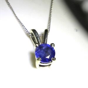 【送料無料】ネックレス　ホワイトゴールドサファイアペンダントチェーン9ct 9k white gold natural sapphire pendant and 20 chain