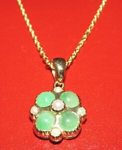 【送料無料】ネックレス　イエローゴールドパールペンダントチェーンsecondhand 9ct yellow gold jade amp; pearl pendant amp; chain 405cm