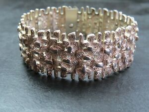 【送料無料】ネックレス　ビンテージスターリングシルバーファンシーリンクブレスレットvintage english heavy brushed sterling silver fancy link bracelet 1974 dsamp;s