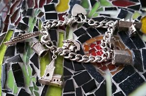 【送料無料】ネックレス　ビンテージブレスレットチェーンvintage fine quality sterling silver charm bracelet chain excellent condition