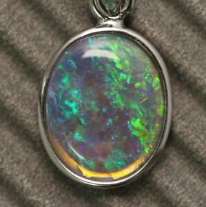【送料無料】ネックレス　オーストラリアリッジソリッドクリスタルオパールペンダントシルバーaustralian lightning ridge solid crystal opal pendant silver l196mm